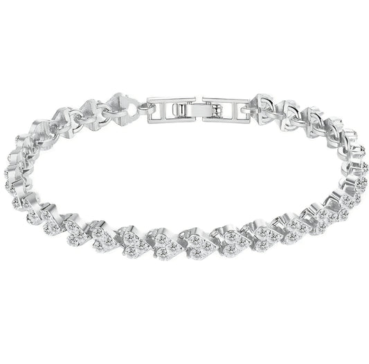 Elegant Crystal Braided Leaf Bracelet