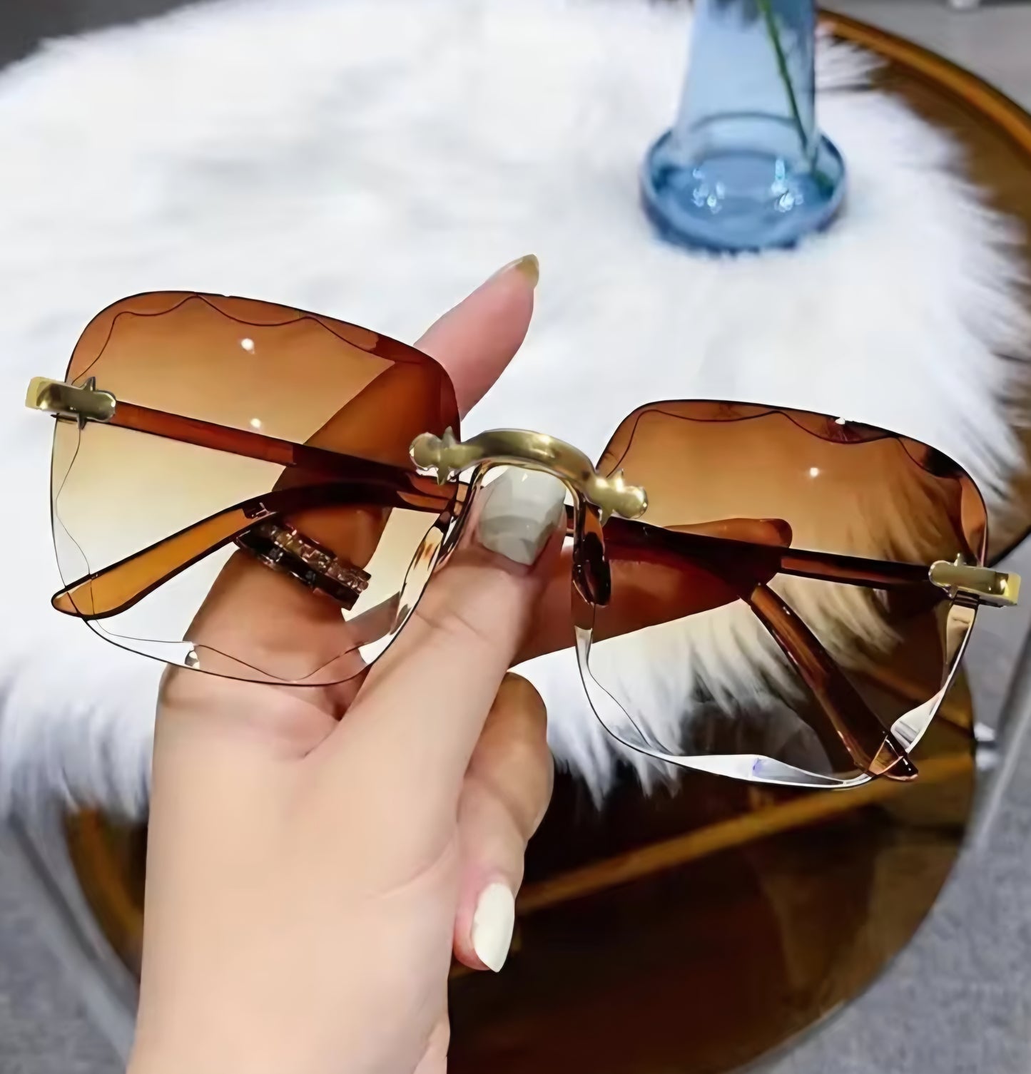 Square Rimless Sunglasses